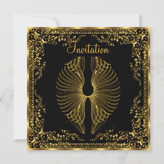 Invitation Ailes d'Or Élégante Populaire (Devant)