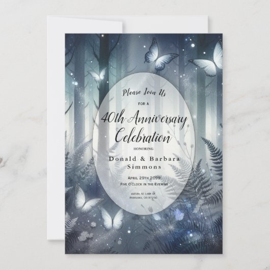 Invitation Ailes éclairées par la lune et fête d'anniversaire (Devant)