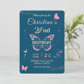 Invitation Ailes papillon 2e anniversaire bleu couleur invita (Debout devant)