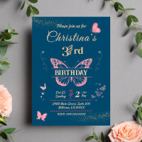 Ailes papillon 3e anniversaire bleu couleur invita