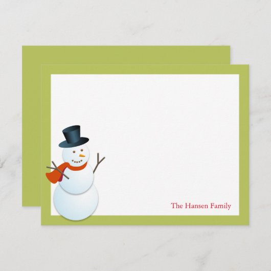 Invitation Aimable bonhomme de neige au pôle nord vert merci (Devant / Derrière)