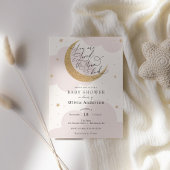 Invitation Aimé à la lune et le Baby shower rose du dos
