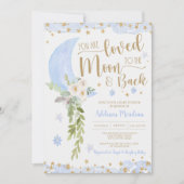 Invitation Aimé à la lune et le dos Baby Boy Shower (Devant)