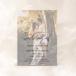 Invitation Aimee Rustic Script Mariage moderne<br><div class="desc">Faire-part de mariage photo moderne avec un design simple avec "le mariage de" dans un style rustique typographie script avec vos détails mariages sur votre photo préférée avec une superposition opaque. Cette élégante invitation à la disposition minimaliste est idéale pour tout type de mariage.</div>