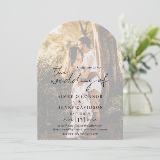 Invitation Aimee Rustic Script Mariage moderne (Debout devant)