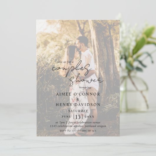 Invitation Aimee Script Rustique Moderne Couples Douche (Debout devant)
