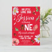 Invitation Aimer bug Watercolor mignonne Anniversaire fille (Debout devant)