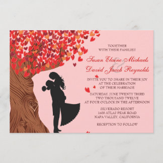 Invitation Aimer Couple Initials Mariage de automne de chêne