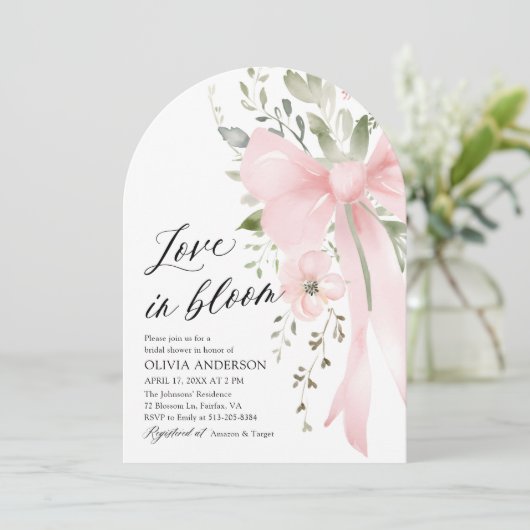Invitation Aimer Floral Bow rose dans la Fête des mariées Arc (Debout devant)