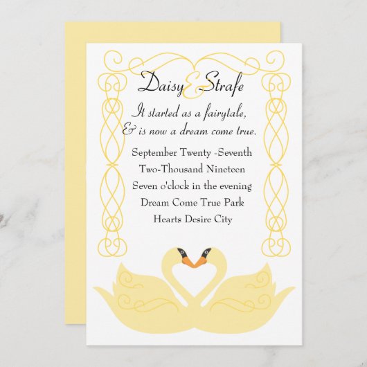 Invitation Aimer les cygnes (Devant / Derrière)