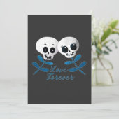 Invitation Aimer pour toujours deux mignons crânes de fleurs  (Debout devant)