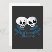 Invitation Aimer pour toujours deux mignons crânes de fleurs  (Devant / Derrière)