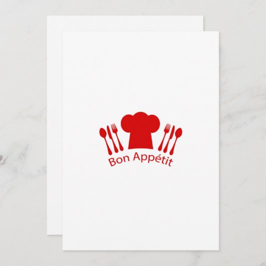 Invitation Aimer to Cook Chef Casquette Bon Appetit (Devant / Derrière)