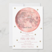 Invitation Aimez-vous au Baby shower d'or rose lune (Devant)