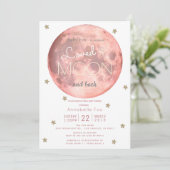 Invitation Aimez-vous au Baby shower d'or rose lune (Debout devant)
