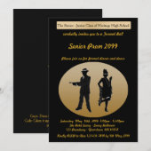 Invitation Aîné de bal d'étudiants, style de Gatsby, noir et (Devant / Derrière)