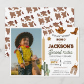 Invitation Ain't My First Rodeo Cowboy photo 2e anniversaire (Devant / Derrière)