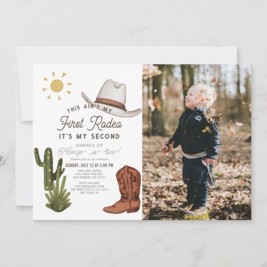 Invitation Ain't My First Rodeo Cowboy Photo 2e anniversaire (Devant)