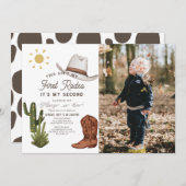 Invitation Ain't My First Rodeo Cowboy Photo 2e anniversaire (Devant / Derrière)