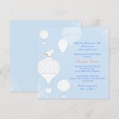 Invitation Air Balloon Bird Sky Blue Fête des mariées (Devant / Derrière)
