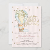 Invitation Air Balloon, Fox, Étoiles de Parties scintillant B (Devant)