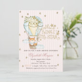 Invitation Air Balloon, Fox, Étoiles de Parties scintillant B (Debout devant)