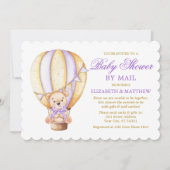 Invitation Air Bear Purple Gold Baby shower par courrier (Devant)