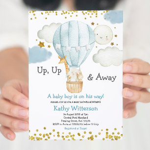 Invitation Air chaud Balloon animaux de la jungle Baby shower