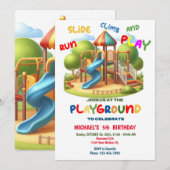 Invitation Aire de jeu Anniversaire Invitation, Park Party (Devant / Derrière)