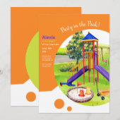 Invitation Aire de jeux Anniversaire fête (Devant / Derrière)