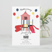 Invitation Aire de jeux Anniversaire fête dans le parc Enfant (Debout devant)