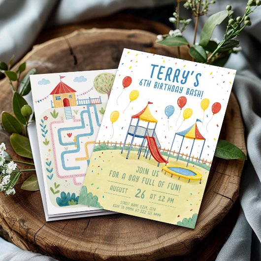 Invitation Aire de jeux Anniversaire Fête pour enfants modifi