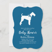 Invitation Airedale Terrier Chien Baby shower Blue Boy (Devant)