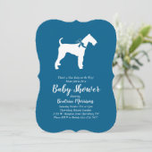 Invitation Airedale Terrier Chien Baby shower Blue Boy (Debout devant)