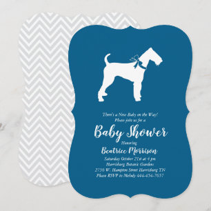 Invitation Airedale Terrier Chien Baby shower Blue Boy