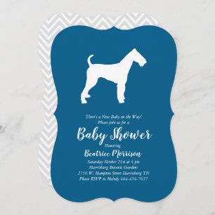 Invitation Airedale Terrier Chien Baby shower Blue Boy