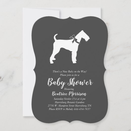 Invitation Airedale Terrier Chien Baby shower genre neutre (Devant)