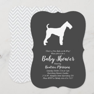 Invitation Airedale Terrier Chien Baby shower genre neutre