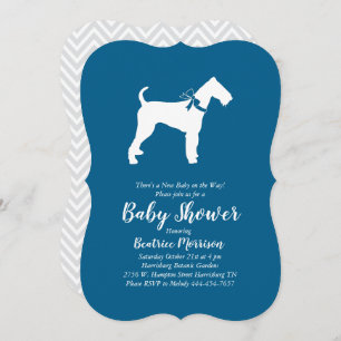 Invitation Airedale Terrier Dog Baby shower Blue Boy
