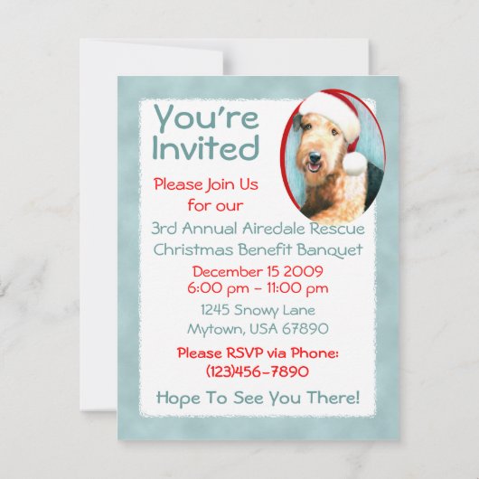 Invitation Airedale Terrier Père Noël (Dos)