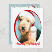 Invitation Airedale Terrier Père Noël (Devant / Derrière)