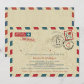 Invitation Airmail Californie / Syrie | Fête des mariées (Devant / Derrière)