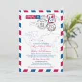 Invitation Airmail Heart USA et Macédoine Mariage (Debout devant)