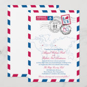 Invitation Airmail Heart USA et Macédoine Mariage (Devant / Derrière)
