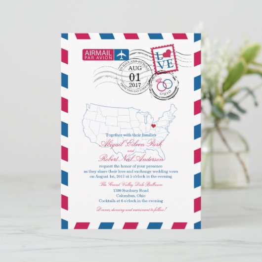 Invitation Airmail Ohio Mariage (Debout devant)