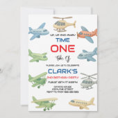 Invitation Airplane Boy 1er Anniversaire | Thème de fête Fun  (Devant)