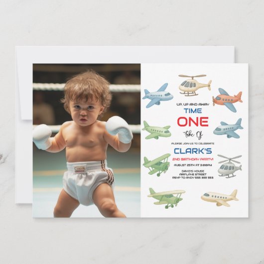 Invitation Airplane Boy 1st Birthday | Fun Sky Theme Party (Devant)