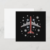 Invitation Airplane Plaid Christmas Pilot (Devant / Derrière)