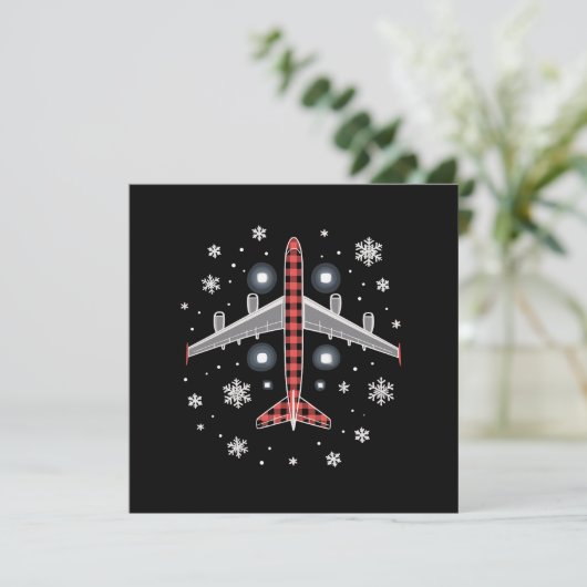 Invitation Airplane Plaid Christmas Pilot (Debout devant)