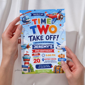Invitation Airplane Time Two Take Off 2e Anniversaire 